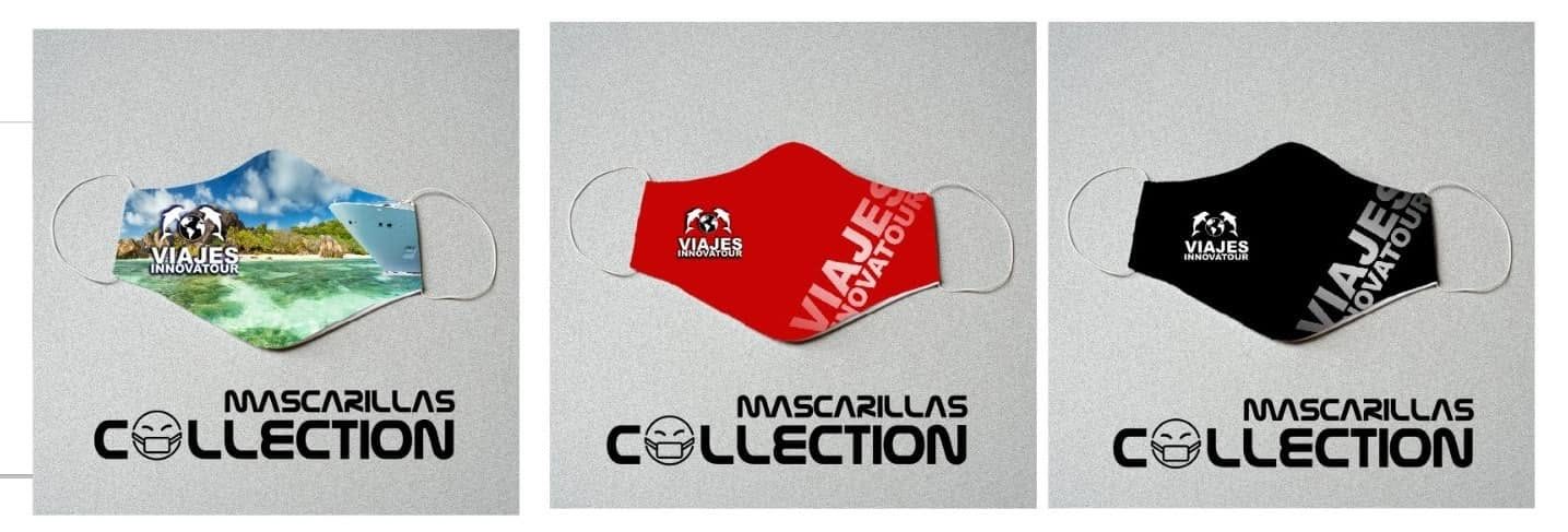 Tres mascarillas con diseños personalizados